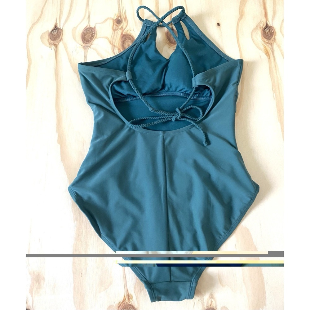 Women's One Piece Swimsuit Size Medium High Neck Tummy Control Swimwear Bathing - Picture 3 of 6